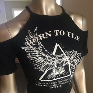 Black cutout crop top